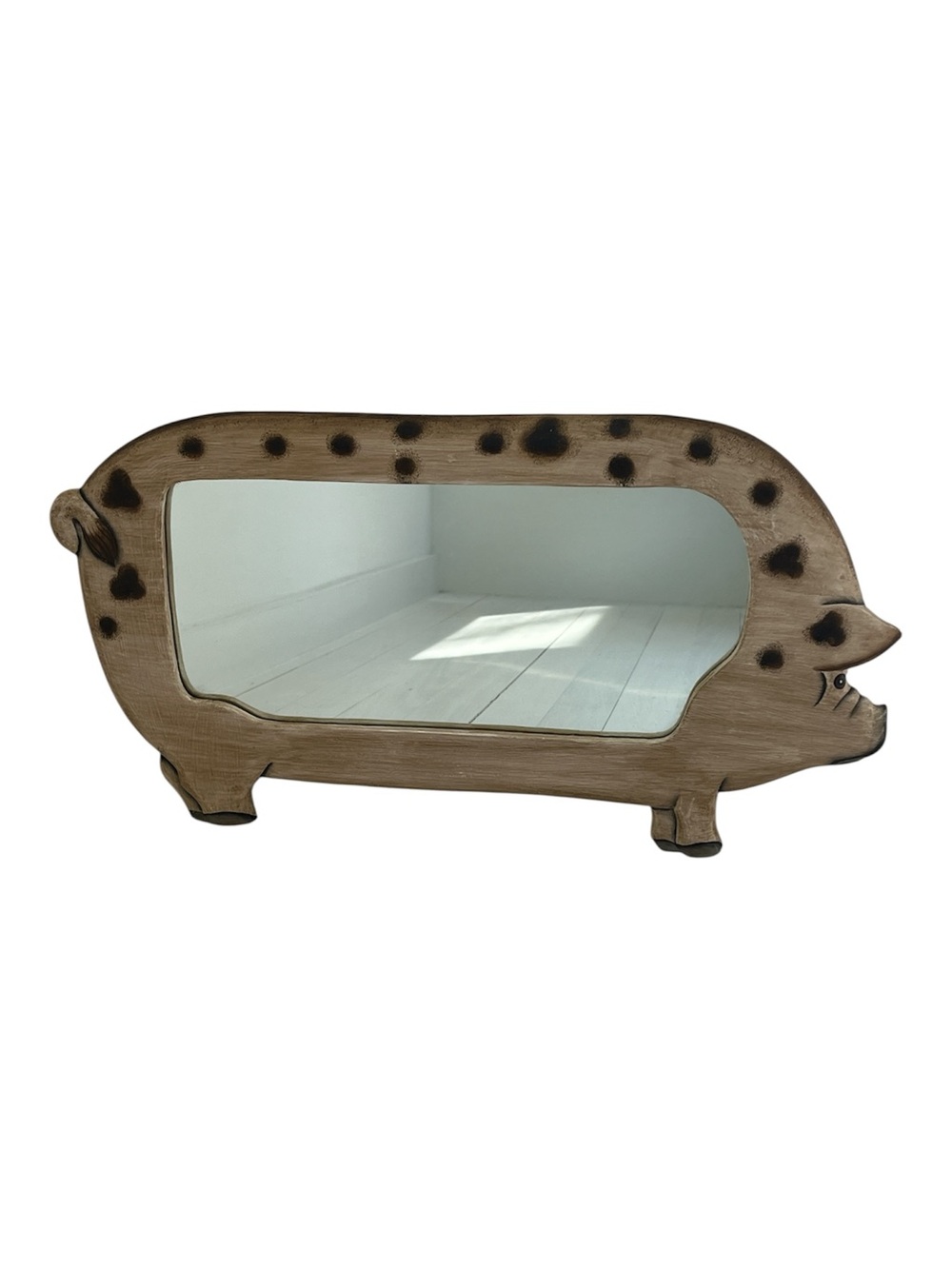 Painted Beige Pig Mirror Farmhouse Decor
